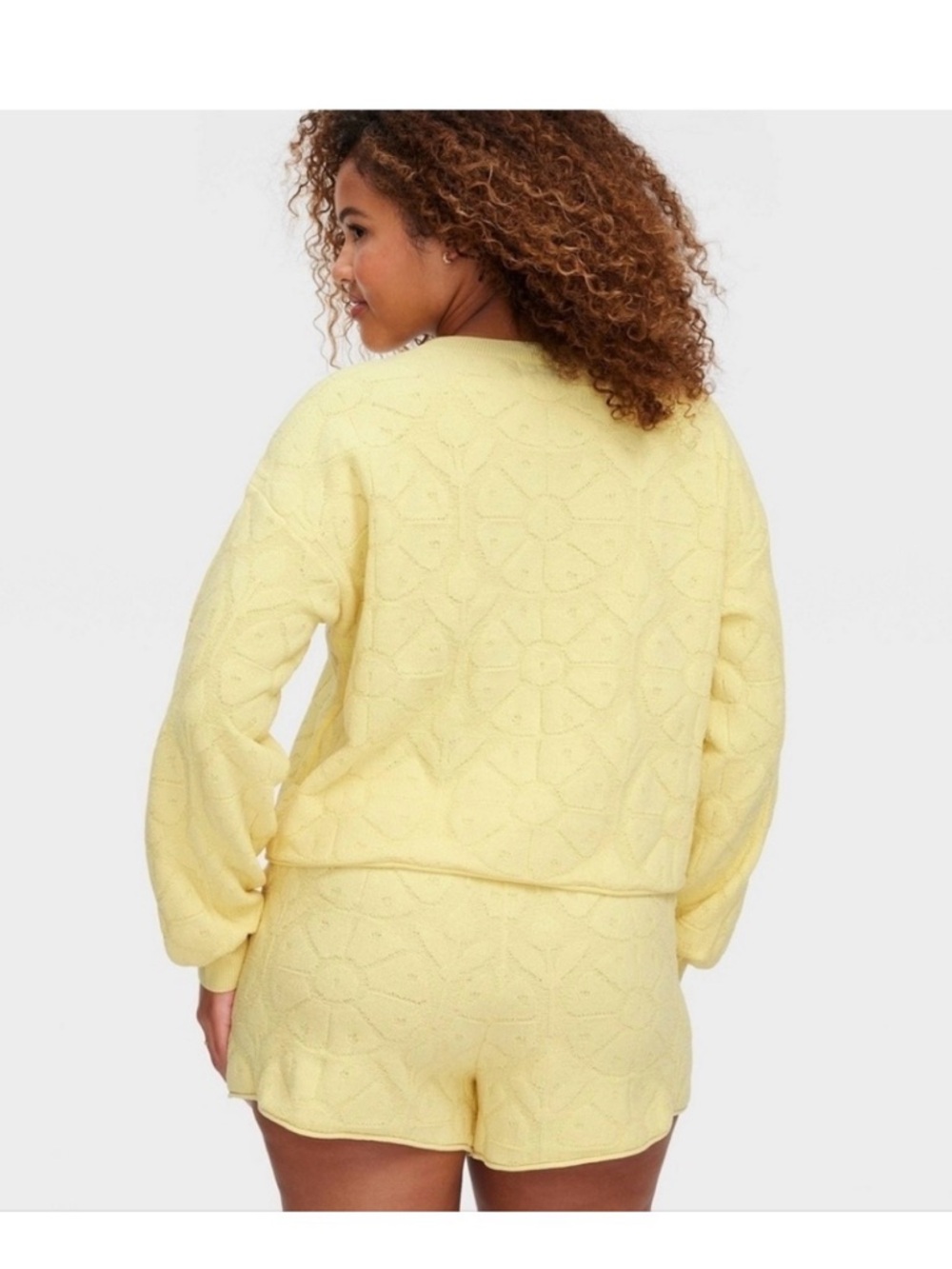 Roller Rabbit X Target Light Yellow Textured Crewneck Sweatshirt - Picture 2 of 3